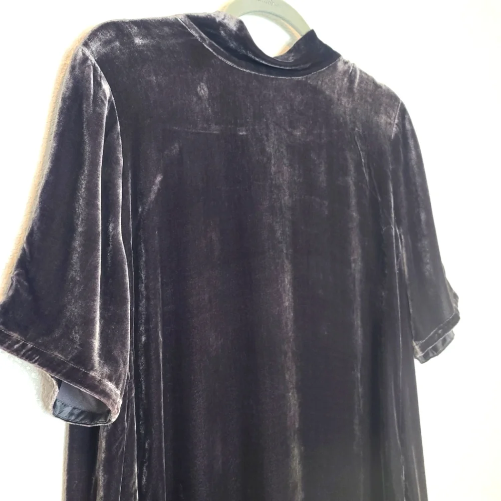 EILEEN FISHER Velvet Mock Neck Velour Tie Back Silk Blend Dress NWT Size… - Picture 9 of 9